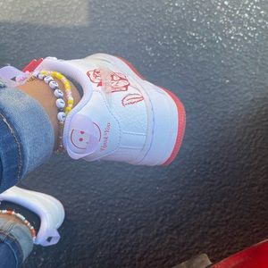 Red and white air force 1s
